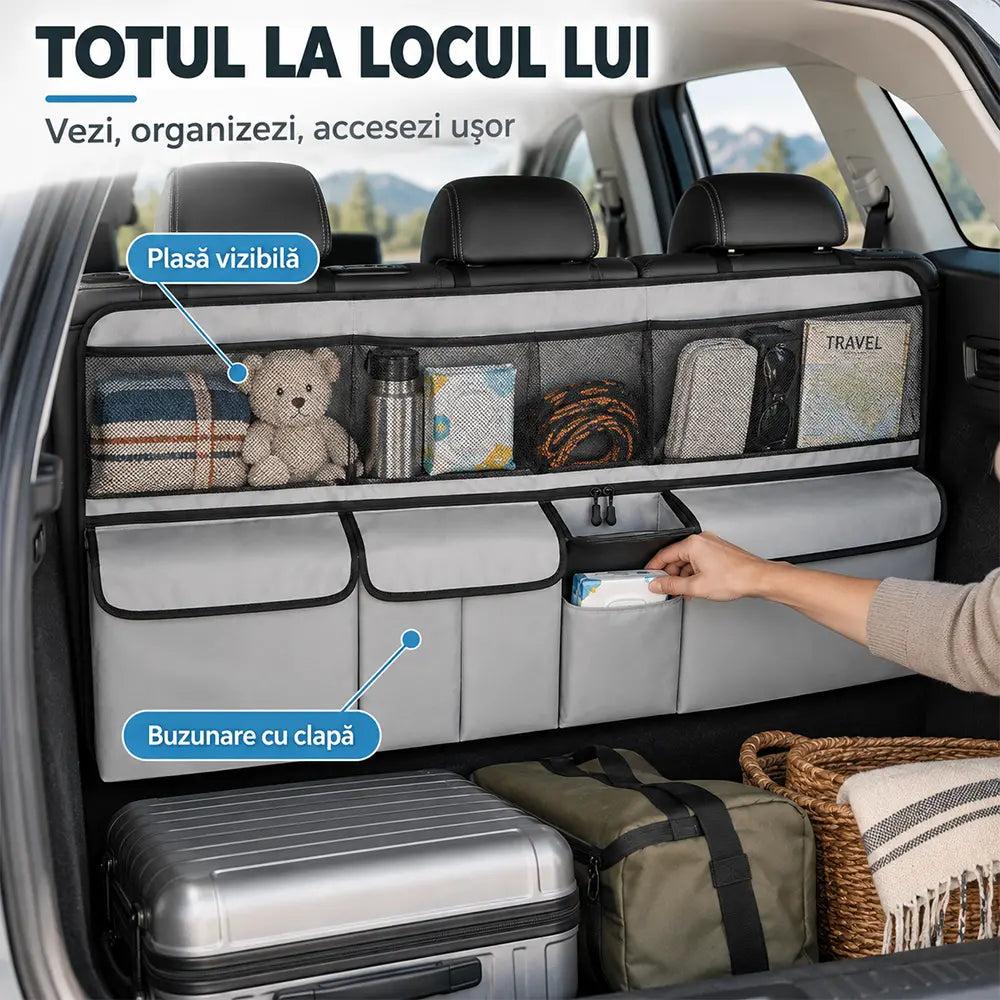 🚗 Závěsný organizér do kufru auta – uvolněte místo na podlaze kufru a udržte si ve všem pořádek! ✨📦