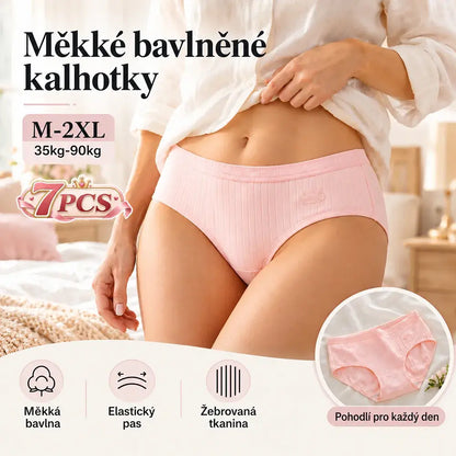 💓(7 ks)(35 kg – 90 kg) Pohodlné dámské kalhotky z čisté bavlny