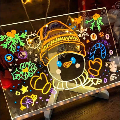 🎨💡✏️🔥Dětská světelná kreslicí deska, ručně vyrobená DIY graffiti mazatelná vzdělávací fluorescenční kreslicí deska