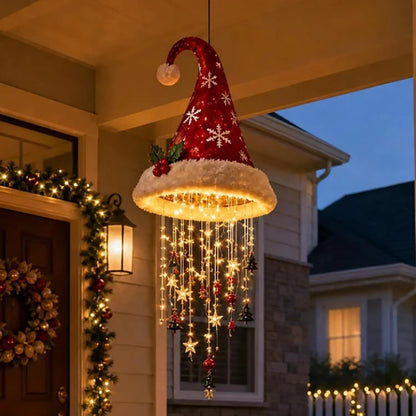 🎅 Vánoční čepice se sněhovou vločkou a krystalovým LED světlem – Kouzelná záře pro vaši verandu ✨