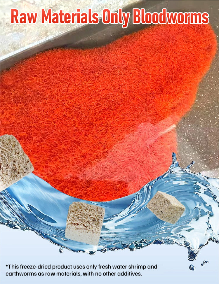 Lyofilizované granule proti hlísticím pro ryby, univerzální krmivo pro různé druhy ryb.