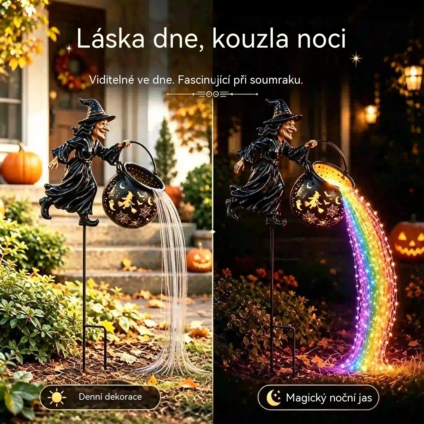 🧙‍♀️🎃 Zahradní lampa Čarodějnický kotel s LED světlem – Úžasná venkovní dekorace 🔮✨