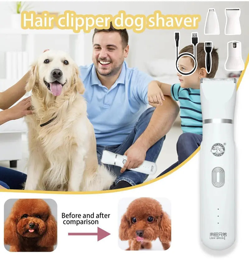 🐕😺 Mini elektrický strojek na stříhání koček a psů, 4 v 1 + kleštičky na drápky