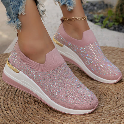[Size:37-44] Dámské ležérní tenisky ze síťoviny s kamínky a nazouváky