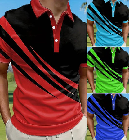 🔥【Kúpte 1 a získajte 1 zadarmo】👔【S-6XL】Nová letná pánska pruhovaná 3D košeľa POLO s potlačou
