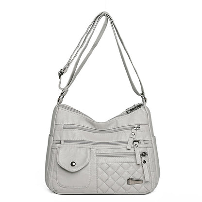 🔥【50% sleva】Dámská vícevrstvá velkokapacitní měkká kožená taška. Stylové a všestranné, lze nosit crossbody