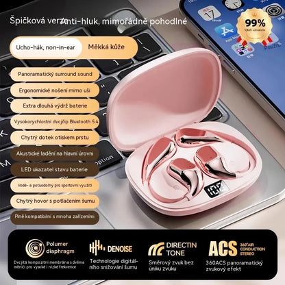 🔋Bezdrátová Bluetooth sluchátka bez vestavěného ucha, s háčkem za uši a kostním vedením🎙️🎧