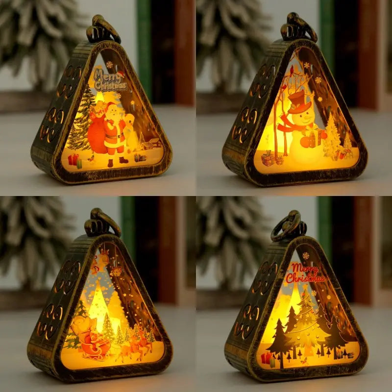 🌲🎅【1 sada po 4 ks.】🎁✨Vánoční retro noční světýlka | Světelná dekorace ve tvaru sněhuláka + dekorace na okenní poličku nebo stůl