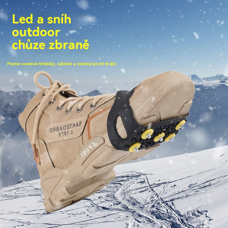 👴🚶🏔️❄️Kupte čtyři a dostanete čtyři zdarma🔥Neviditelné 5zubé protiskluzové návleky na mačky,  venkovní mačky, vhodné pro turistiku ve sněhu, horolezectví, horolezectví a zimní ledové plochy, nezbytnost pro seniory.