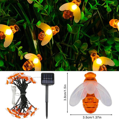 [5 m / 20 svítidel] LED světelný řetěz ve tvaru včel s solárním napájením🐝