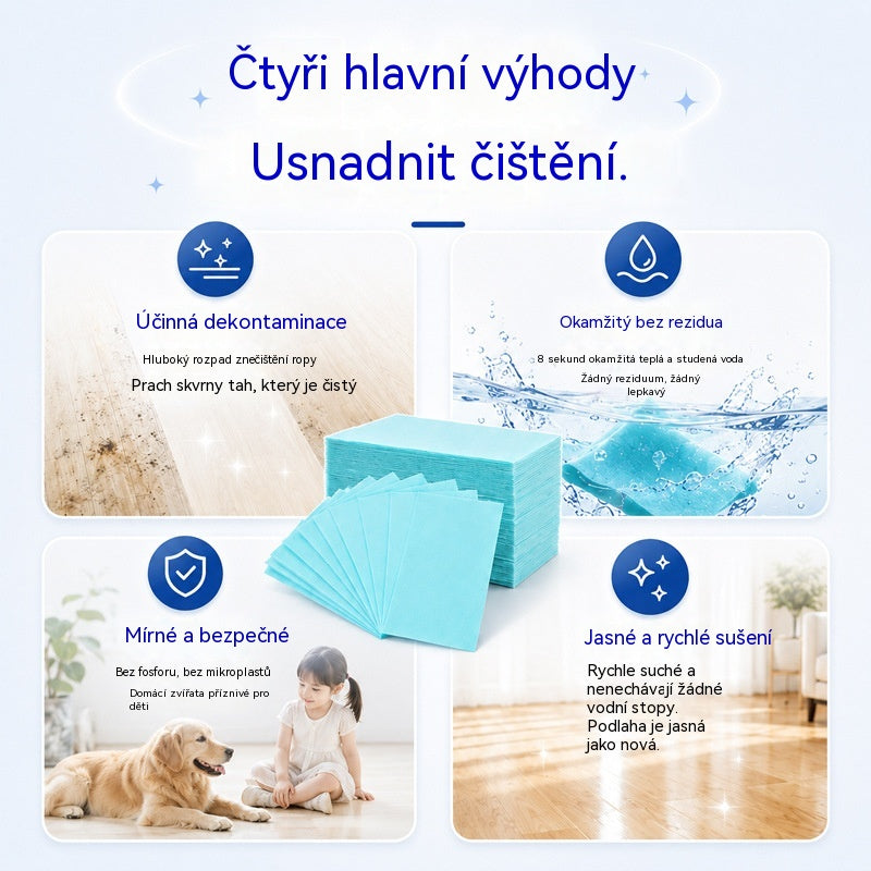 💦🏡【3 balení celkem 90 tablet】Vodou rozpustné utěrky na čištění podlahy