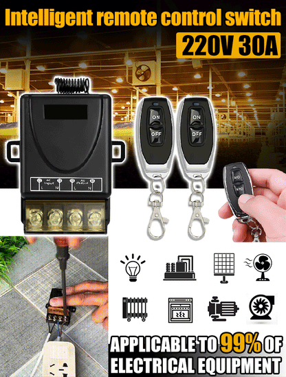 🔥【Kupte 1, dostanete 1 zdarma!】🔌Bezdrátový dálkový spínač 220V, dálkový spínač pro motor vodního čerpadla, bezdrátové dálkové ovládání světel.