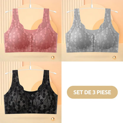 ❤️🌟【3dílné balení】Dámská podprsenka bez kostic s knoflíky vpředu ❤️【40–100 kg】