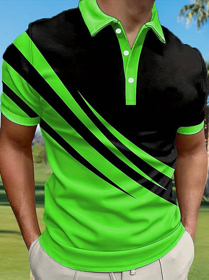 🔥【Kúpte 1 a získajte 1 zadarmo】👔【S-6XL】Nová letná pánska pruhovaná 3D košeľa POLO s potlačou