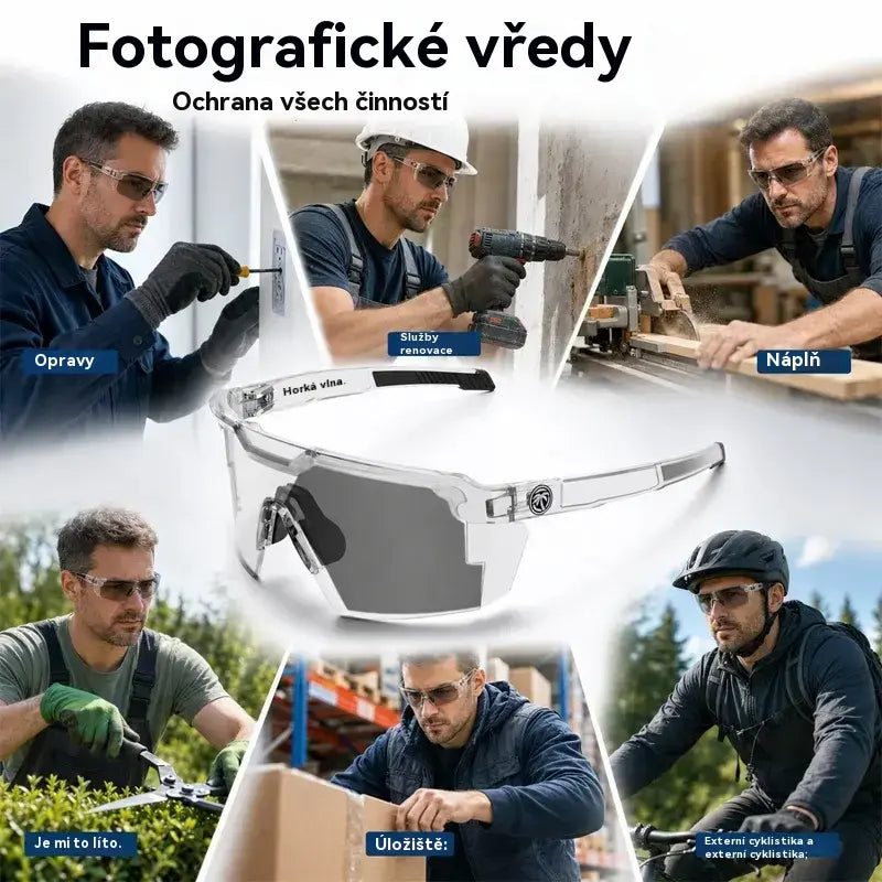 Všestranné ochranné brýle pro práci i sport – ochrana proti prachu, větru a UV záření UV400 pro truhlářské práce, kutilství, autoservis, zahradničení a cyklistiku