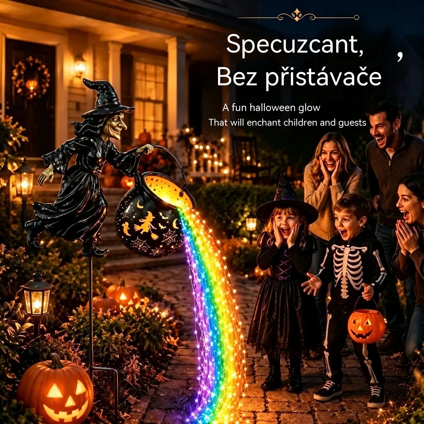 🧙‍♀️🎃 Zahradní lampa Čarodějnický kotel s LED světlem – Úžasná venkovní dekorace 🔮✨