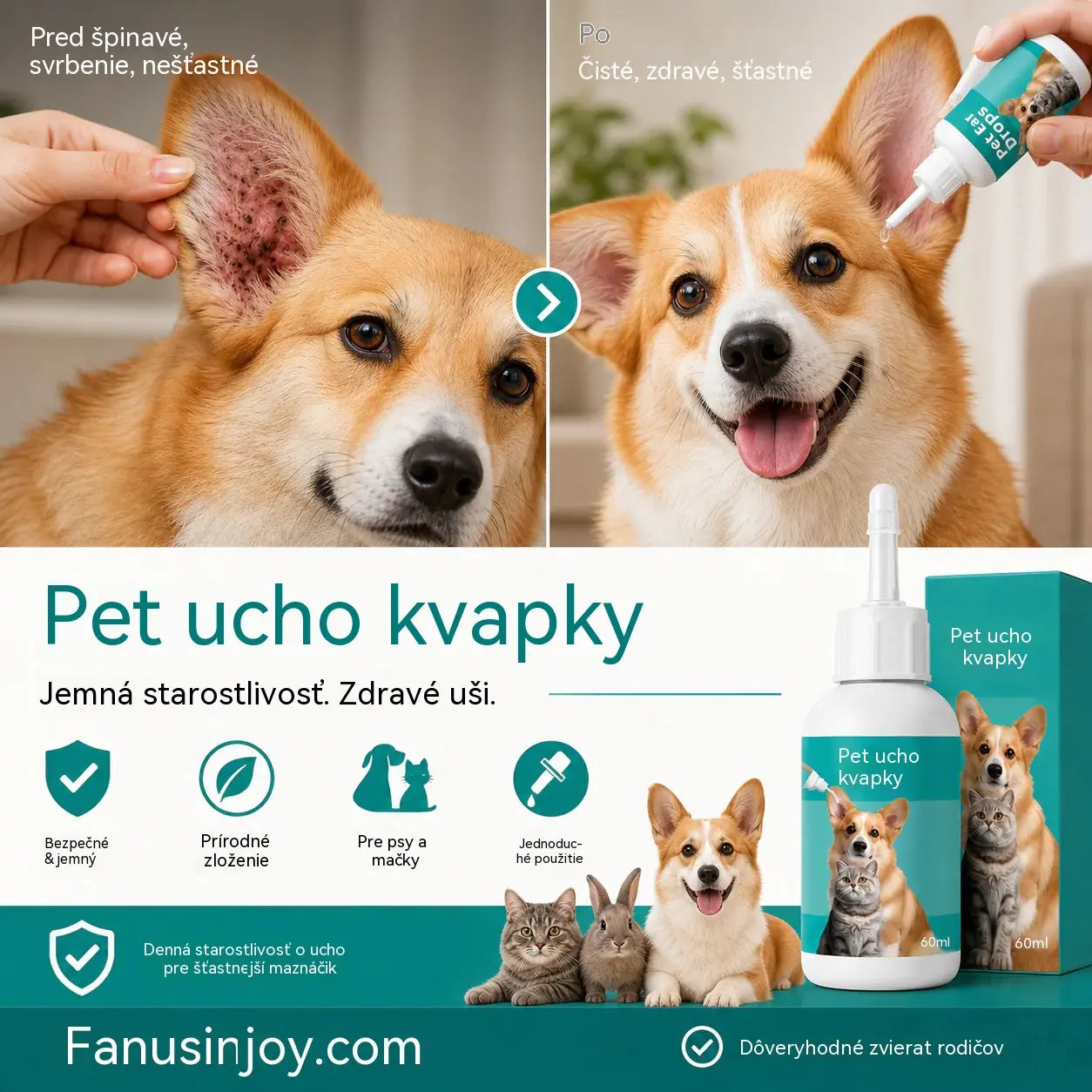 【Kupte 1 a získejte 1 zdarma】 🐱🐶 Jemné kapky na čištění uší pro domácí zvířata – Rozlučte se s onemocněními zevního zvukovodu