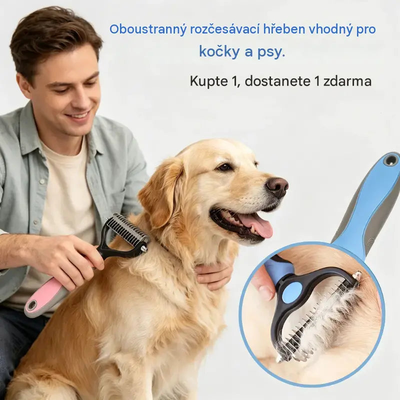 【Kupte 1 kus a získejte 1 zdarma, 2 kusy】Oboustranný kartáč pro péči o srst a odstraňování chlupů domácích mazlíčků