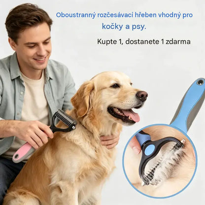 【Kupte 1 kus a získejte 1 zdarma, 2 kusy】Oboustranný kartáč pro péči o srst a odstraňování chlupů domácích mazlíčků