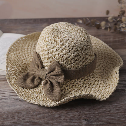 🎀🎀 50% SLEVA 👒 | Retro slaměný klobouk s mašlí – skládací a prodyšný na léto