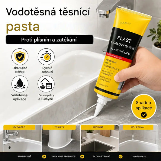 1 sada 490 Kč 💧🛡️Žlutý a černý tmel na plastovou ocel, voděodolný a plísňově odolný tmel, lepidlo na sklo do koupelny, rychleschnoucí lepidlo.