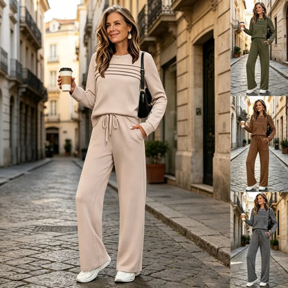 🔥Poslední den – 50% sleva💖【Velikosti S-5XL】Dámský módní sportovní set, vysokokvalitní bavlněná koszulka s dlouhým rukávem + kalhoty, varianta E ✅ Platba při převzetí