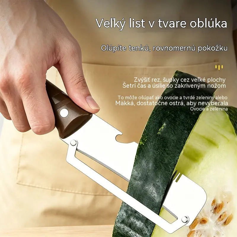 ✅【Kupte 1 a získejte 1 zdarma!】🧅🔪 Multifunkční kuchyňská škrabka 3 v 1: Loupe, kráje a otevírá láhve! 🔥