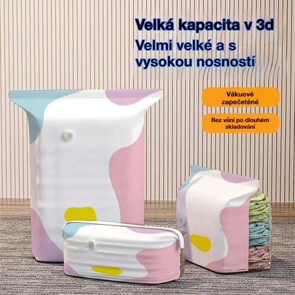 🧳【Sada 5 kusů】 Velký, stlačitelný vakuový úložný sáček: není potřeba pumpička, nepropustný a ideální pro úsporu místa v kufrech i doma