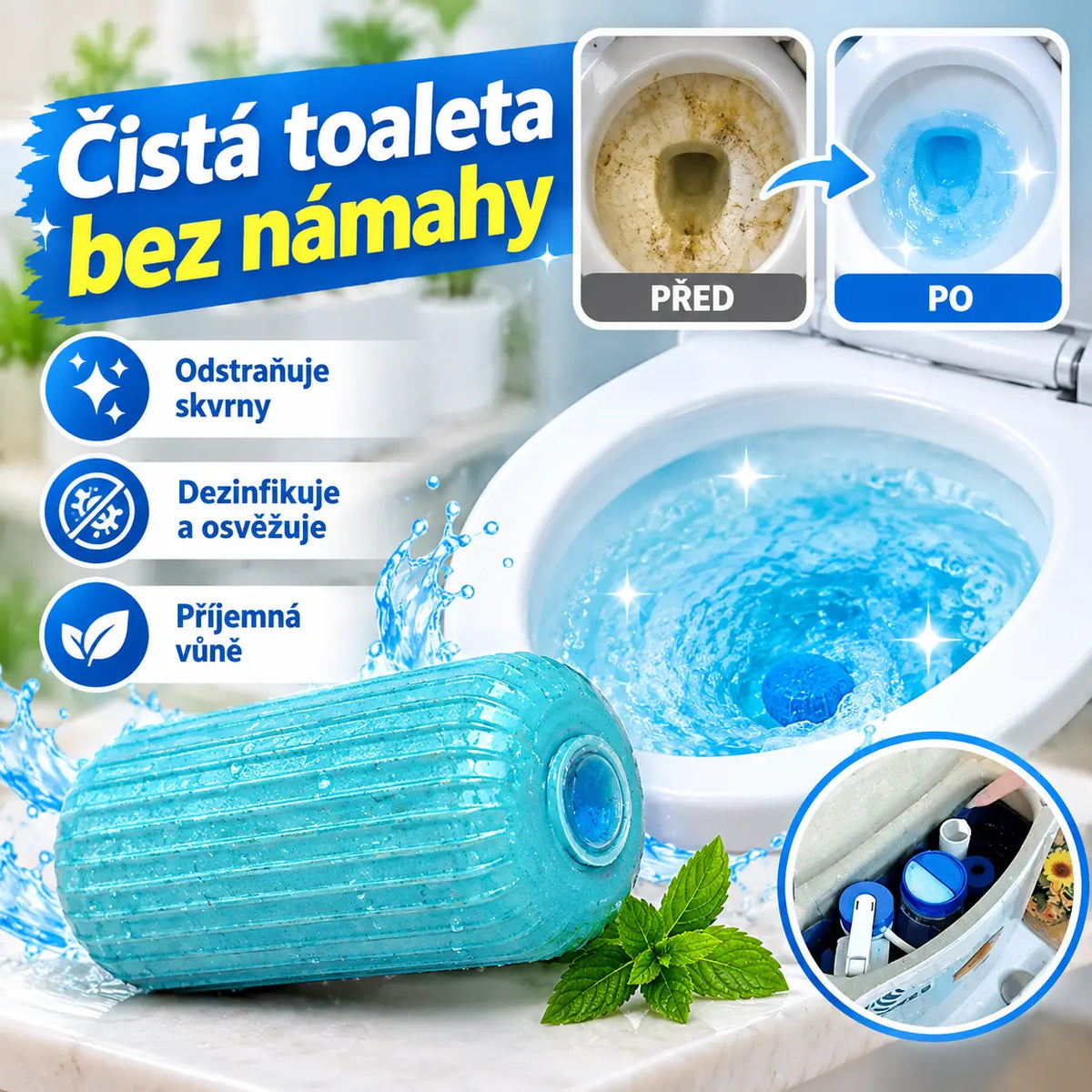 🔥【Kupte 2, získejte 2 zdarma】Čistič toalet Magic Box — Odstraňuje zápach a zanechává toaletu svěží a čistou. Jedna lahvička vydrží 3 měsíce!