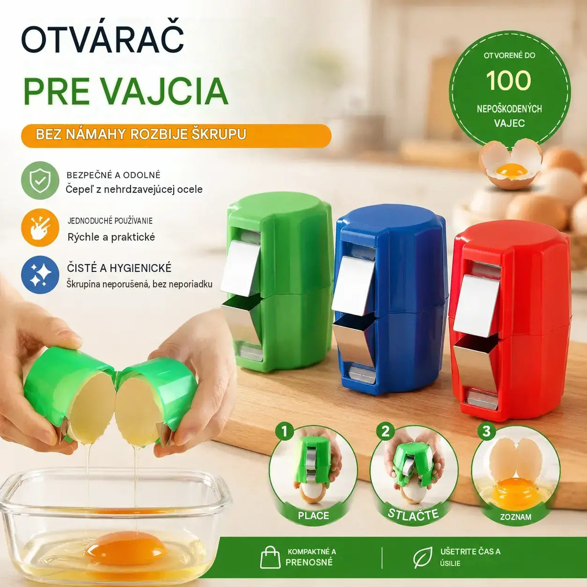【3 kusy 510 Kč】🍳 Rychlý lámač vajec: Rozbije stovky vajec rychleji a čistěji 🔥