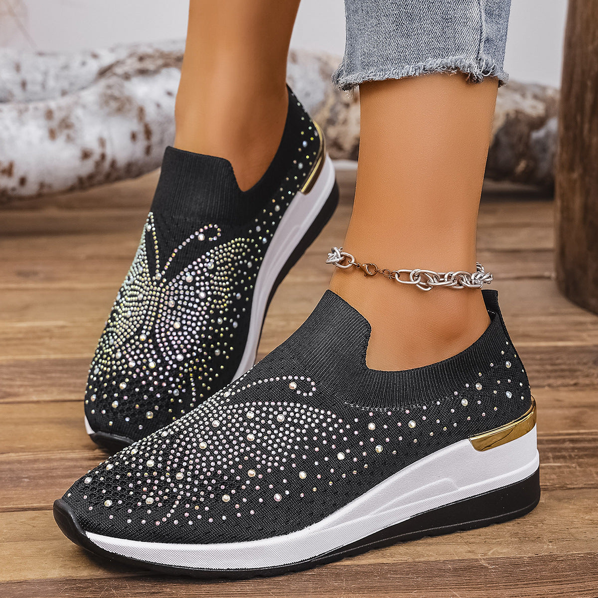 👟Dámské tenisky s motýly a kamínky - třpytí se s každým krokem ✨