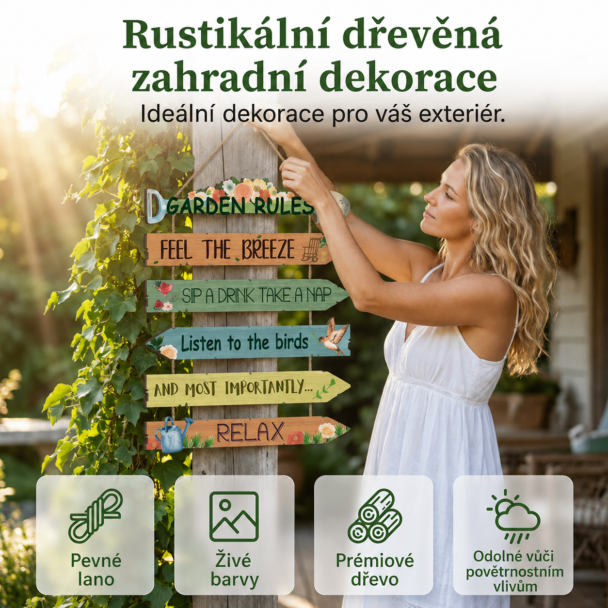 ⏳Časově omezená sleva 50 %⏰Rustikální dřevěná zahradní cedule - nástěnná dekorace na zeď🏡🪧