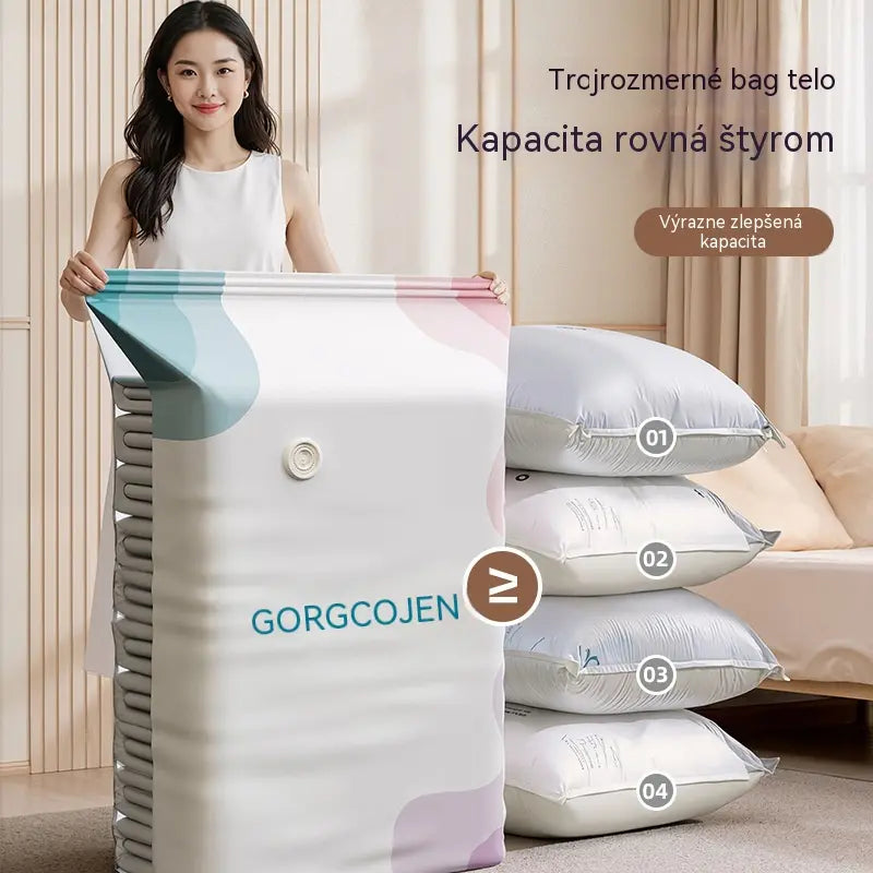 🧳 5 kusov za 23 eur 💨 Veľké, stlačiteľné vákuové úložné vrecko: nevyžaduje pumpičku, je nepriepustné a ideálne na úsporu miesta v kufri a doma ✈️