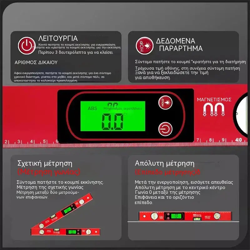 🔧📐 Multifunkční přesná magnetická vodováha s digitálním LCD displejem