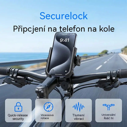 📢📢 Sleva 50 %! 🚴‍♂️ Rychloupínací držák telefonu na motocykl/kolo – s bezpečnostním zámkem a nárazuvzdorným polstrováním 📱