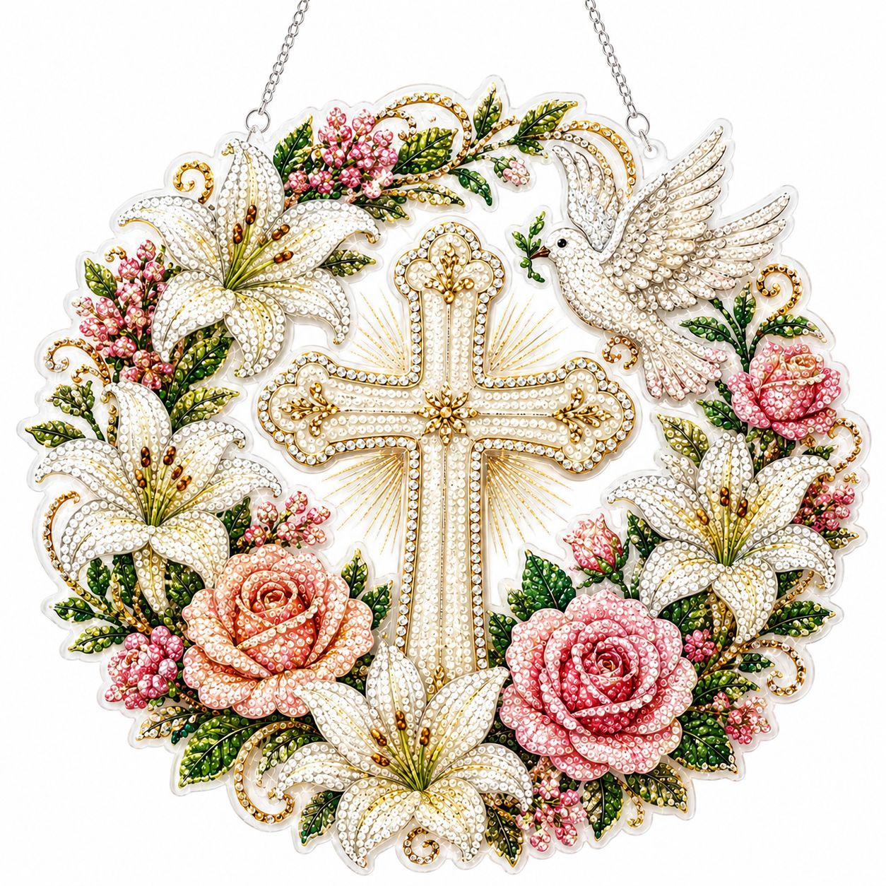 🔥⚡ Prodáno přes 50 000 kusů! 🎁🍂 Podzimní závěsné dekorace - sada na výrobu věnce a diamantové malby ✝️💐