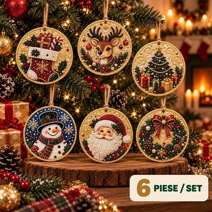 Specifikace🎄 Sada 6 vánočních ozdob na vlastnoruční vytvoření (diamantové malování) – kreativní projekt pro celou rodinu, ideální na stromeček, do okna či jako dárek!