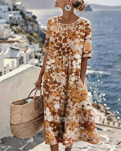 【S-5XL】🌺Oblečte si je a ukažte svou osobnost! 🥰Šaty s potiskem a volným spodním dílem