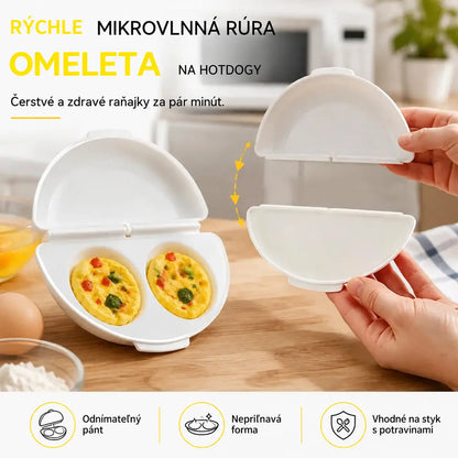🍳 Forma na vajíčka do mikrovlnné trouby (2 v 1) – rychlá a zdravá snídaně bez zbytečného oleje. Odnímatelný pant, nepřilnavá a jednoduchá na čištění! ✨