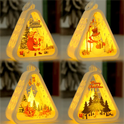 🌲🎅【1 sada po 4 ks.】🎁✨Vánoční retro noční světýlka | Světelná dekorace ve tvaru sněhuláka + dekorace na okenní poličku nebo stůl