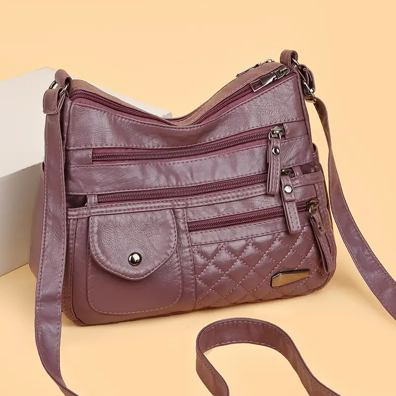 🔥【50% sleva】Dámská vícevrstvá velkokapacitní měkká kožená taška. Stylové a všestranné, lze nosit crossbody