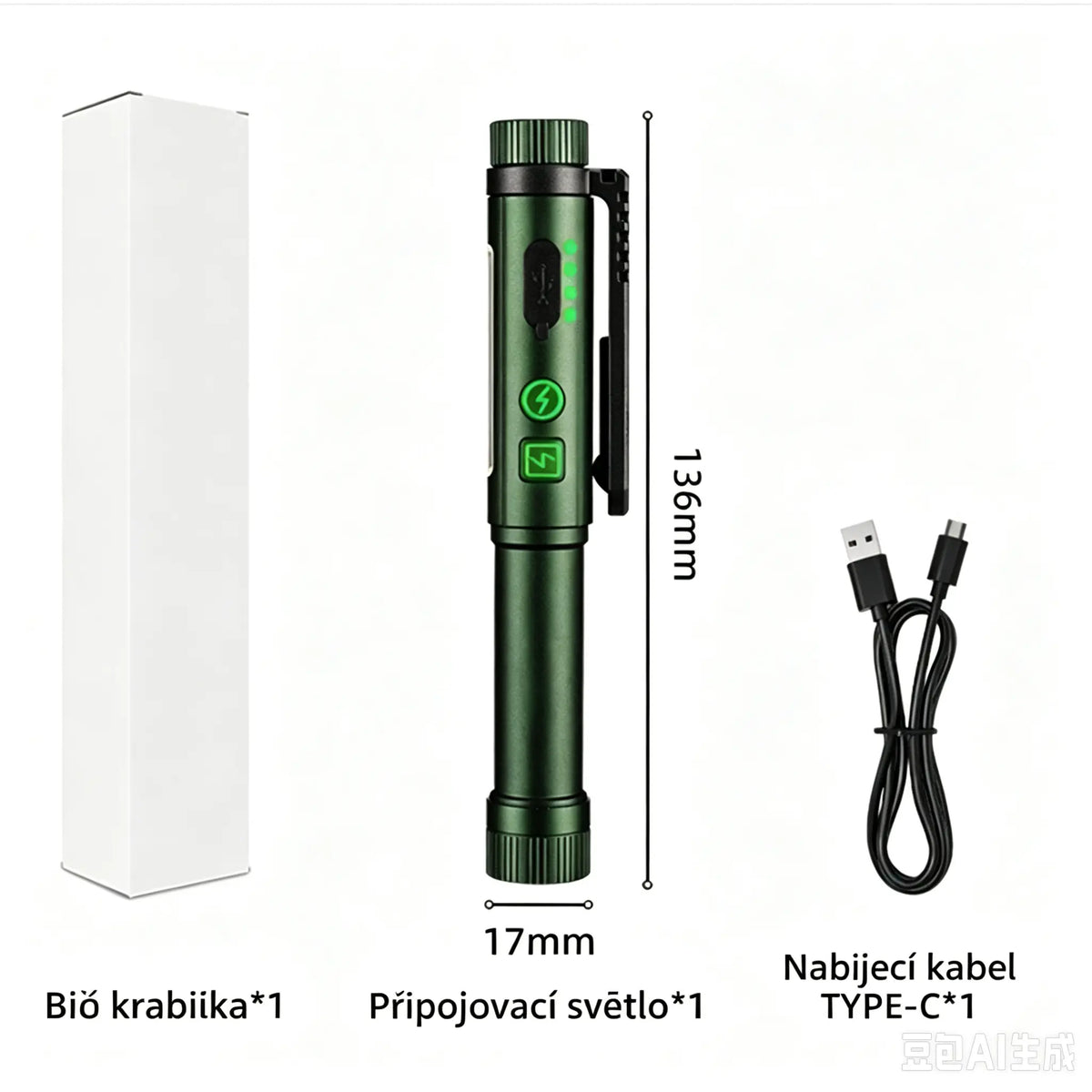 Multifunkční pracovní světlo ve tvaru pera se silným magnetem