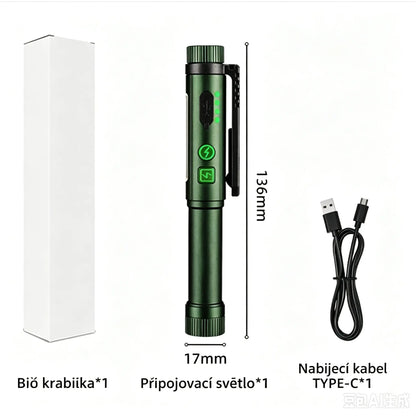 Multifunkční pracovní světlo ve tvaru pera se silným magnetem