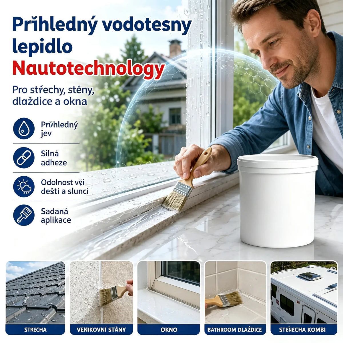 🔧✨🏠Průhledný, voděodolný a těsnicí tmel, který vyplňuje mezery a praskliny. Vhodný na dřevo, dlaždice, sklo a kov! 💪