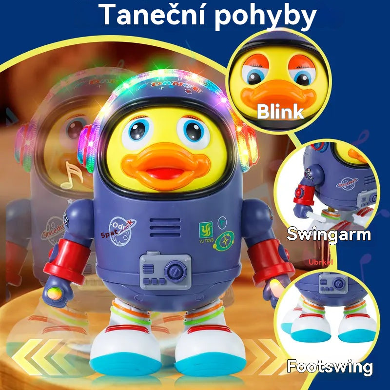 🦆Tančící vesmírná kachnička! 🌈Barevná světla✨ + dynamická hudba🎶Zábavná hračka pro miminka