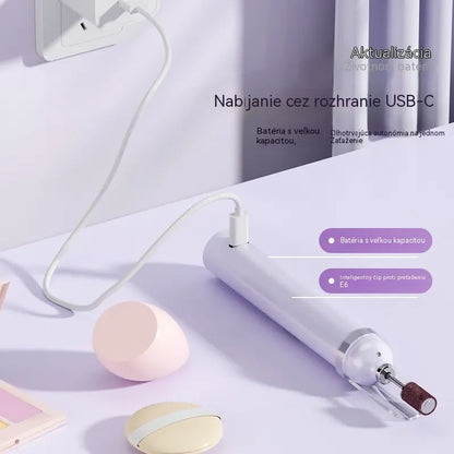 💅Elektrický pilník na nehty 2 v 1 s LED lampou (sušící lampa + 5 leštících hlavic)