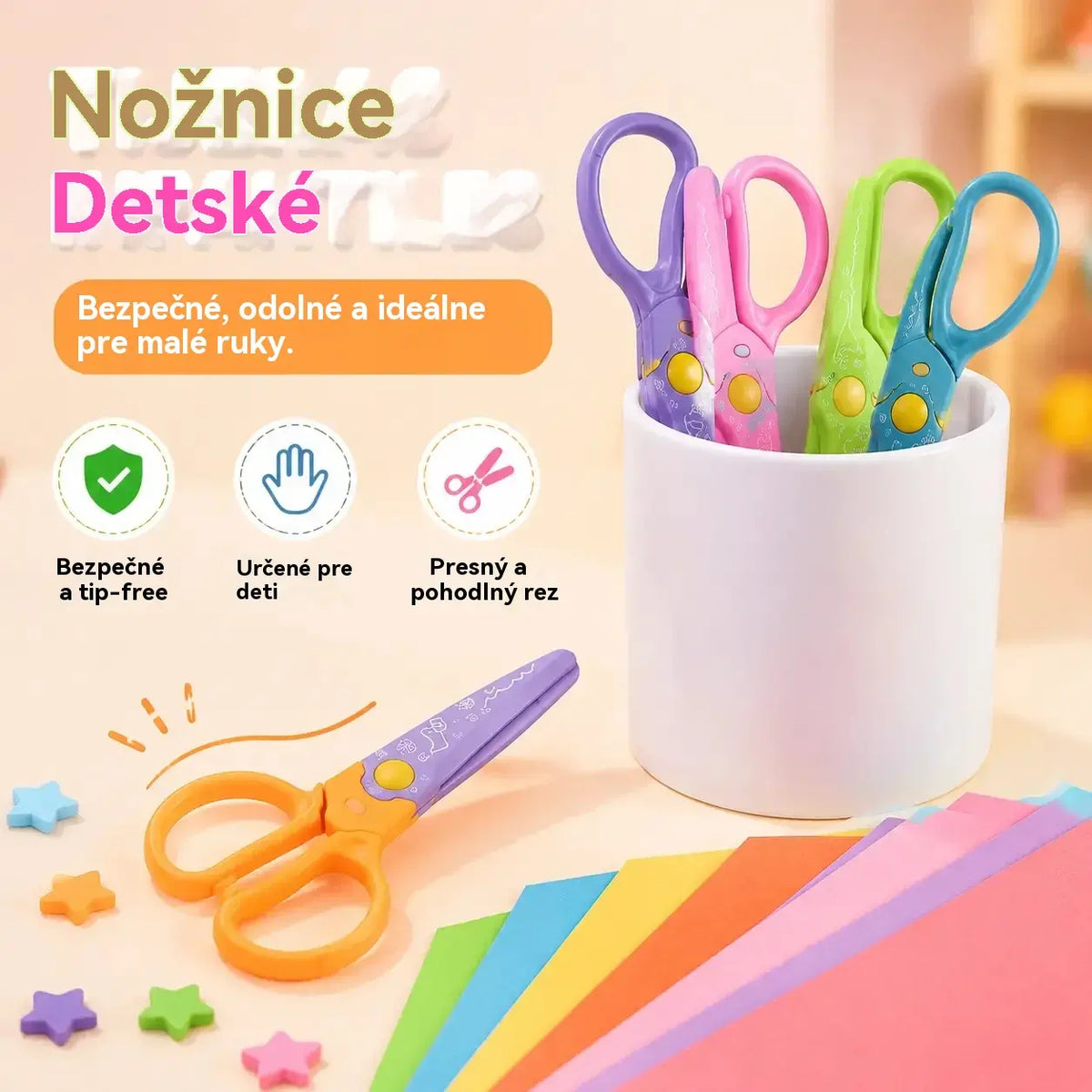 🥰【6 kusů - 6 různých tvarů】Jen 22 eur✂️🌈Bezpečnostní nůžky pro děti (na stavbu svépomocí)