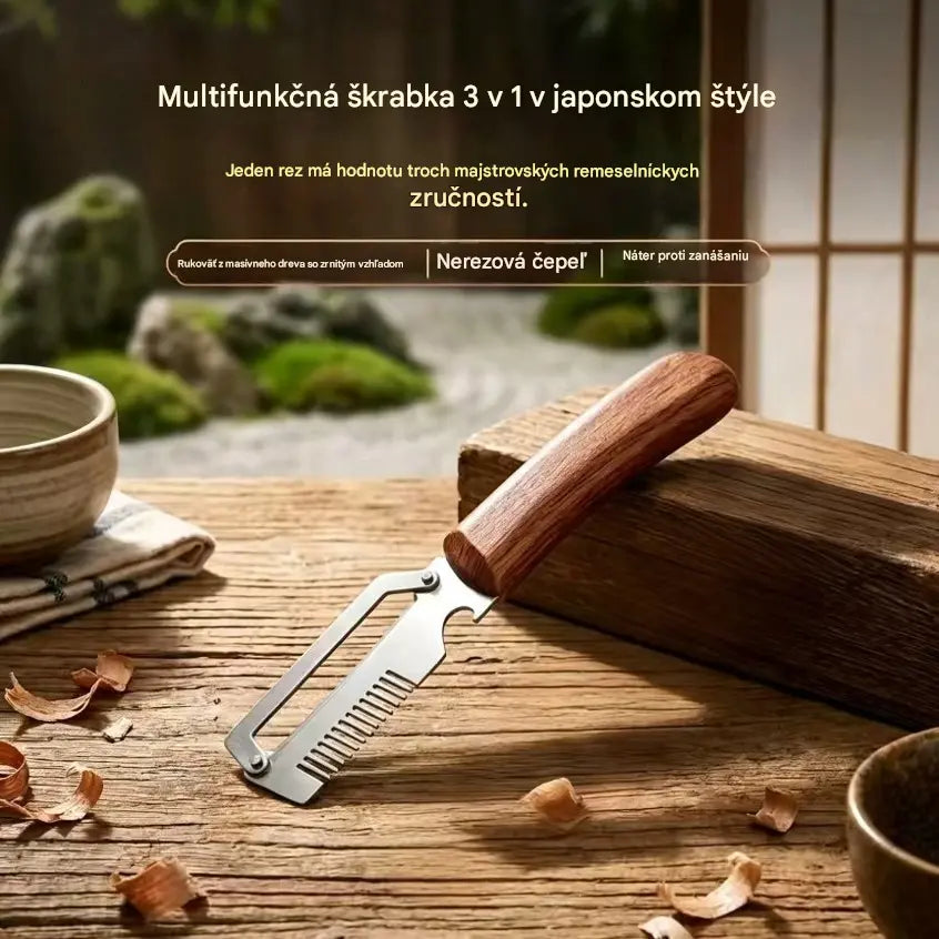 ✅Kupte 1 a získejte 1 zdarma (celkem dva kusy)🧅🔪 Multifunkční kuchyňská škrabka 3 v 1: Loupe, seká a otevírá láhve! 🔥