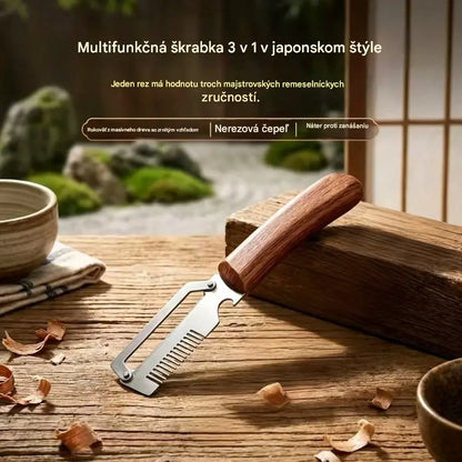 ✅Kupte 1 a získejte 1 zdarma (celkem dva kusy)🧅🔪 Multifunkční kuchyňská škrabka 3 v 1: Loupe, seká a otevírá láhve! 🔥
