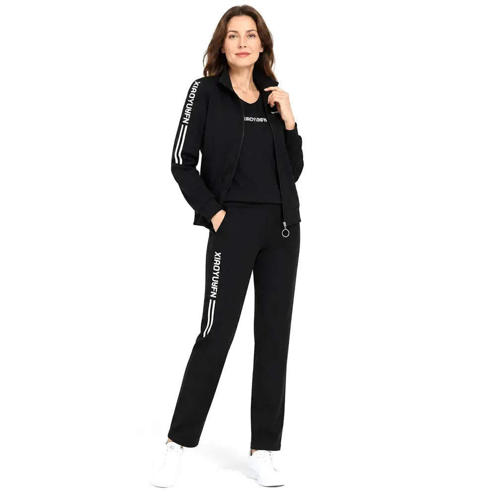 🌸 Elegance a maximální pohodlí! Elegantní dámská třídílná souprava pro volný čas (mikina na zip + tričko + kalhoty / Velikosti: M–6XL)! ✨